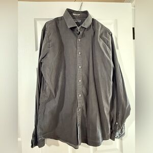 Express Gray Casual Button Down Shirt Classic Fit